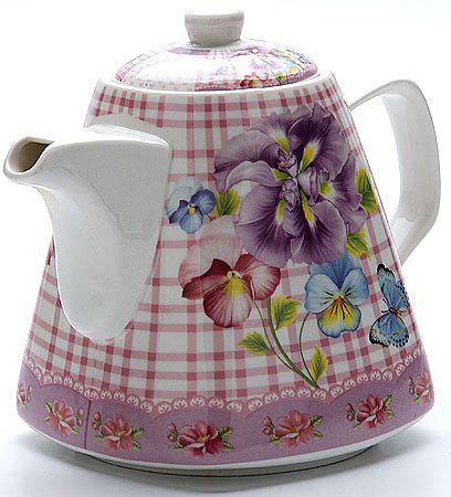 Чайник заварочный Loraine 22966-LR розовый рисунок 1.1 л керамика