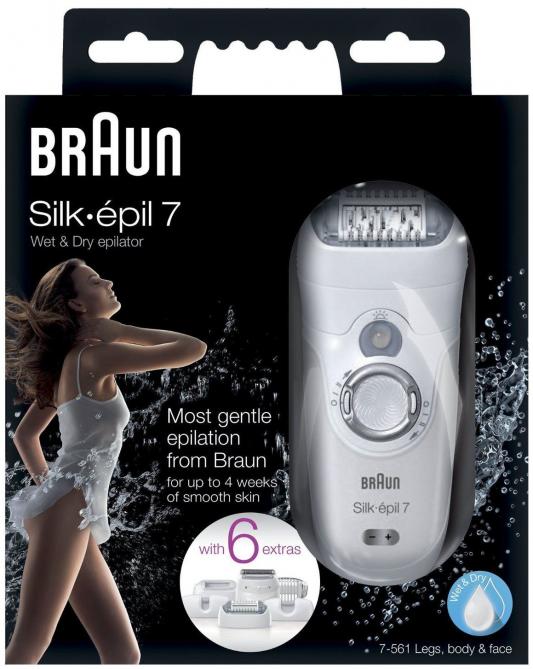 Эпилятор Braun Silk-epil 7 7-561 белый серебристый