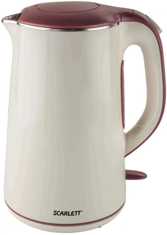Чайник Scarlett SC-EK21S06 2200 Вт белый бордовый 1.7 л металл/пластик