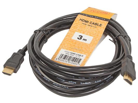 Кабель HDMI 3м VCOM Telecom CG150S-3M/CG501N-3M круглый черный