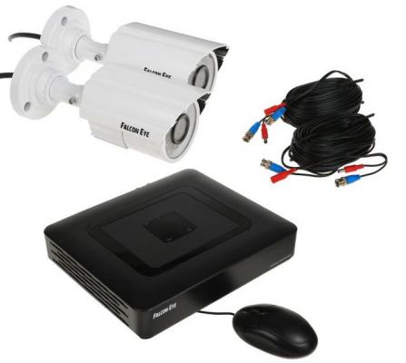 Комплект видеонаблюдения Falcon Eye FE-104AHD KIT Light 2 уличные камеры 4-х канальный видеорегистратор установочный комплект