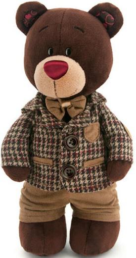 Мягкая игрушка медведь Orange Choco стоячий в клетчатом пиджаке текстиль коричневый 35 см С5047/35