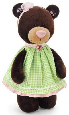 Мягкая игрушка медведь ORANGE Milk в платье в клеточку текстиль коричневый 30 см М5051/30
