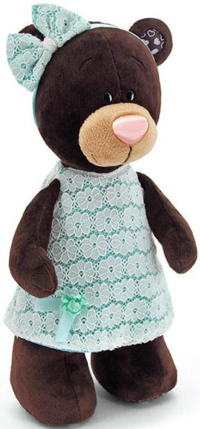 Мягкая игрушка медведь ORANGE Milk стоячая в платье цвета мяты текстиль коричневый 25 см М5044/25