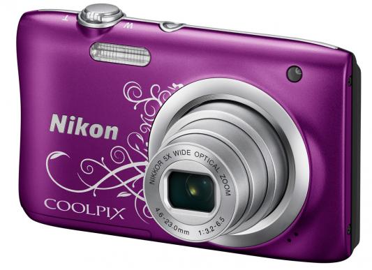 Фотоаппарат Nikon Coolpix A100 20Mp 5x Zoom фиолетовый с рисунком