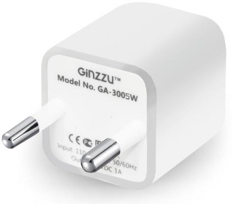Сетевое зарядное устройство Ginzzu GA-3005W USB 1A белый