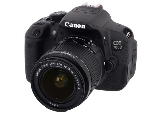 Зеркальная фотокамера Canon EOS 700D черный 18Mpix EF-S 18-55mm f/3.5-5.6 DC III 3" 1080p Full HD SD Li-ion