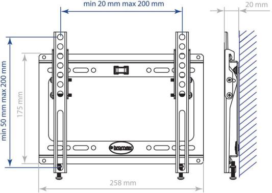 Кронштейн Kromax IDEAL-6 белый LED/LCD 15-47" наклон 15° 28 мм от стены VESA 200x200 max 35 кг