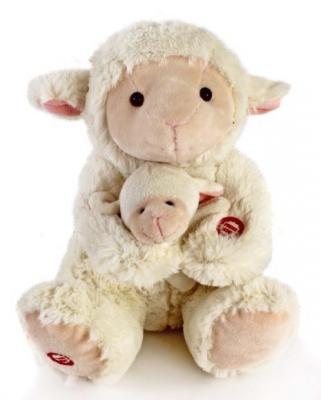 Мягкая игрушка Fluffy Family Мама и малыш "Овечка" искусственный мех белый 26 см 681018