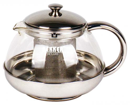 Чайник заварочный Bekker Deluxe BK-398 серебристый 0.75 л металл/стекло