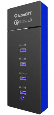 Сетевое зарядное устройство IconBIT FTB4U6QC 4 x USB 2.4А черный