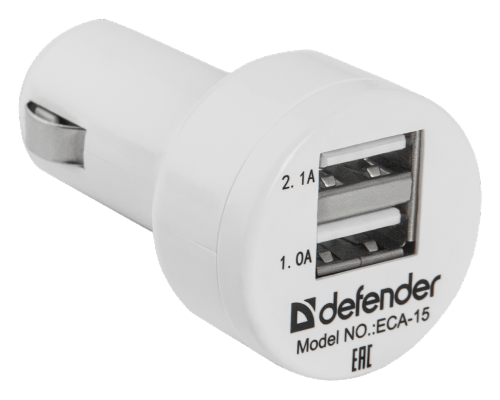 Автомобильное зарядное устройство Defender ECA-15 2 х USB 2.1/1А белый
