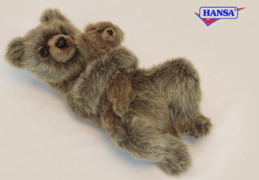 Мягкая игрушка Hansa Медведица с медвежонком искусственный мех коричневый 33 см 6555