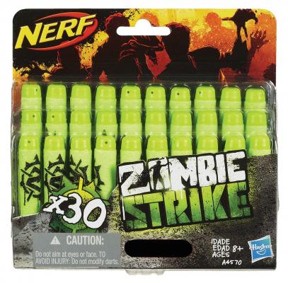 Набор стрел для бластеров Nerf Зомби Страйк 30 шт зеленый черный для мальчика A4570