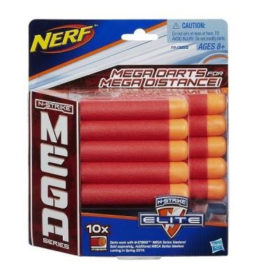 Набор стрел для бластеров Nerf МЕГА 10 шт красный оранжевый для мальчика A4368