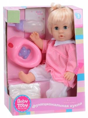 Кукла 1Toy с аксессуарами Baby Toby 25 см писающая пьющая со звуком В72402