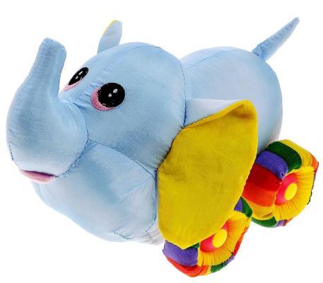 Мягкая игрушка слоненок Tongde Радужный транспорт голубой 25 см В72433