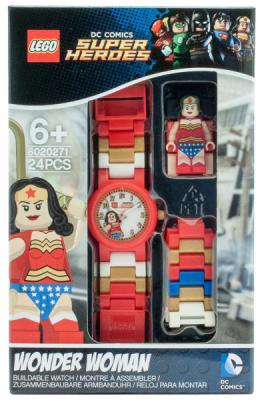 Часы наручные аналоговые Lego Super Heroes с минифигурой Wonder Woman на ремешке разноцветный 8020271