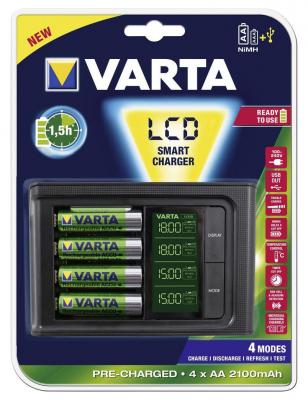 Зарядное устройство + аккумуляторы Varta LCD Smart 2100 mAh AA/AAA 4 шт