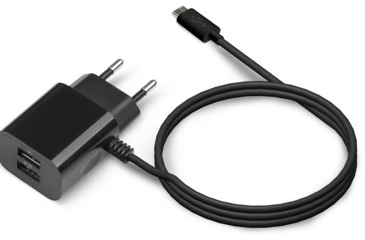 Сетевое зарядное устройство Jet.A UC-S14 2х USB microUSB 2.1A черный