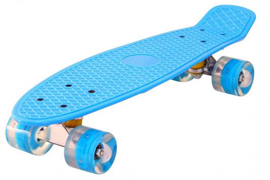 Скейтборд Pennyboard Classic 22" 56x15 YQHJ-11 пластик со светящимися колесами цвет голубой 146314