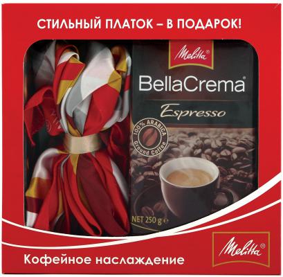 Кофе Melitta BellaCrema Espresso 250г  подарочный набор  с платком 70*70 46111