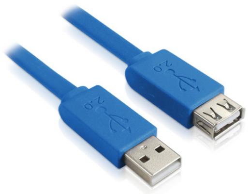 Кабель удлинительный USB 2.0 AM-AF 1.5м Greenconnect плоский синий GCR-UEC2M2-BD-1.5m
