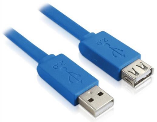 Кабель удлинительный USB 2.0 AM-AF 1.8м Greenconnect плоский синий GCR-UEC2M2-BD-1.8m