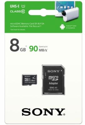 Карта памяти Micro SDHC 8Gb Class 10 Sony SR8UY3AT + адаптер SD