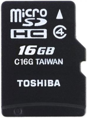 Карта памяти Micro SDHC 16Gb Class 4 Toshiba THN-M102K0160M2/M4 + адаптер