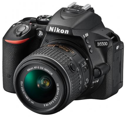 Зеркальная фотокамера Nikon D5500 Kit DX 18-55 VR AF-P 24.1Mp черный VBA440K006