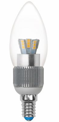 Лампа светодиодная свеча Uniel Cryslal Dimmable E14 5W 3000K LED-C37P-5W/WW/E14/CL/DIM