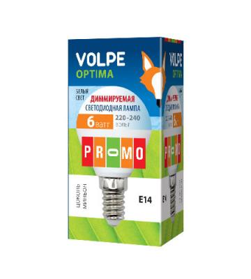 Лампа светодиодная шар Volpe 10701 E14 6W 3000K LED-G45-6W/NW/E14/FR/DIM/O