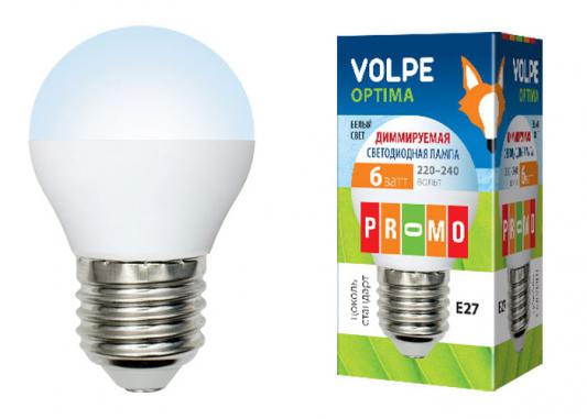 Лампа светодиодная шар Volpe 10703 E27 6W 3000K LED-G45-6W/NW/E27/FR/DIM/O