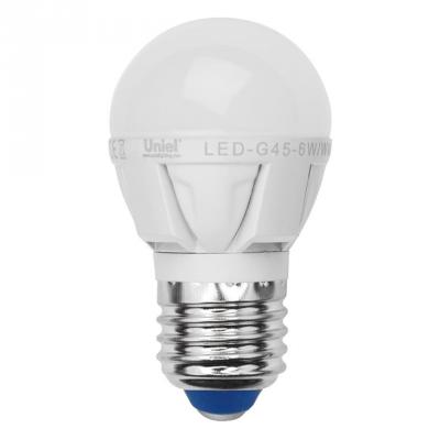 Лампа светодиодная шар Uniel Palazzo E27 7W 3000K LED-G45-7W/WW/E27/FR PLP01WH