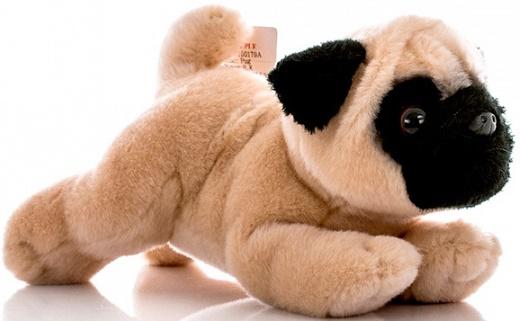 Мягкая игрушка собака Aurora Мопс плюш бежевый 28 см 300-12