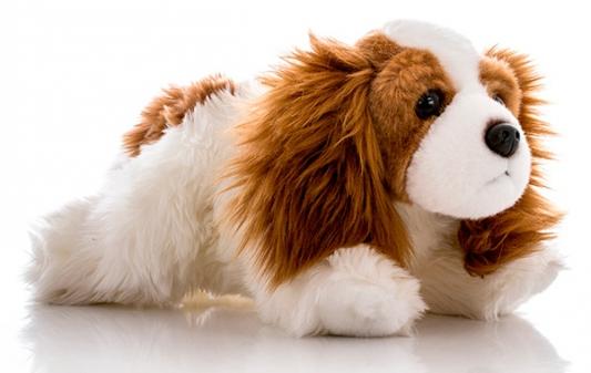 Мягкая игрушка собака Aurora Немецкая Чарльз спаниель плюш синтепон белый коричневый 28 см