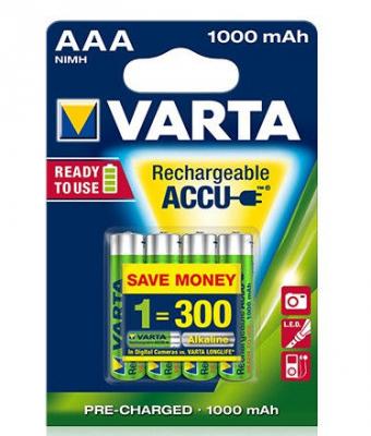 Аккумуляторы Varta R2U/MR3 1000 мАч AAA 4 шт