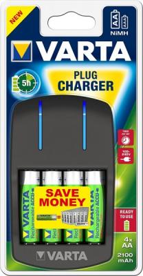 Зарядное устройство + аккумуляторы Varta Plug Charger 2100 mAh AA/AAA 4 шт