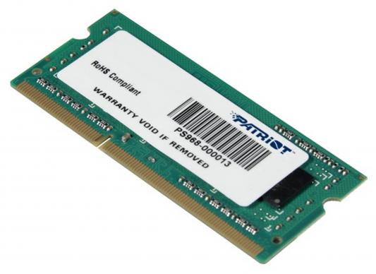 Оперативная память для ноутбука 4Gb (1x4Gb) PC3-12800 1600MHz DDR3 SO-DIMM CL11 Patriot PSD34G160082S