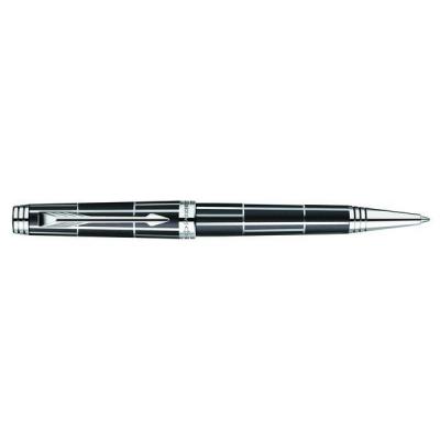 Ручка шариковая PREMIER Luxury Black CT, черн., с гравировкой, посеребр. детали, черные чернила, M PARKER-S1876393