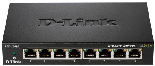 Коммутатор D-LINK DGS-1008D/J2A неуправляемый 8 портов 10/100/1000Mbps
