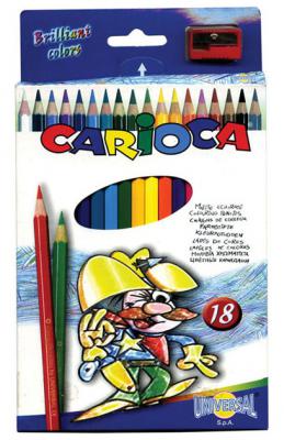 Набор цветных карандашей Universal Carioca 18 шт 17.5 см односторонние 41865 + точилка 41865