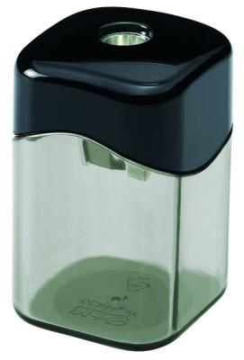 Точилка пластмассовая QUATTRO SWING, четырехугольная форма, с контейнером, черная, для черн кар 0923