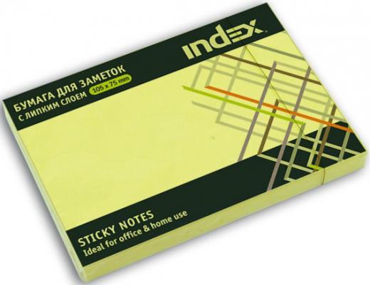 Бумага с липким слоем Index 100 листов 105х75 мм желтый I434801