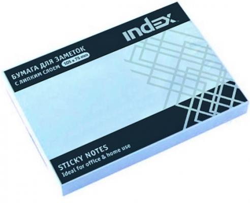 Бумага с липким слоем Index 100 листов 105х75 мм голубой I434802