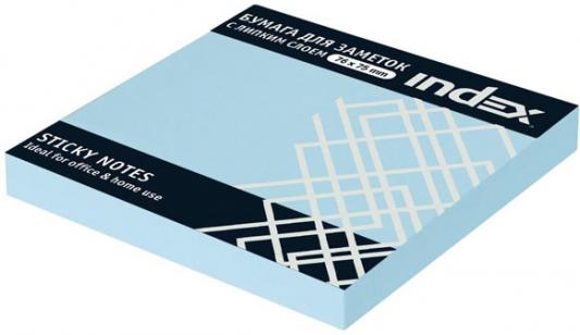 Бумага с липким слоем Index 100 листов 76х75 мм голубой I433802