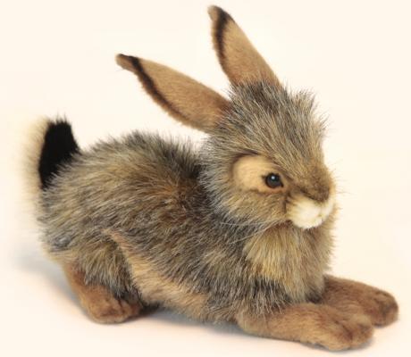 Мягкая игрушка кролик Hansa Кролик черный искусственный мех синтепон пластик разноцветный 25 см 6284