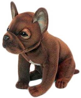 Мягкая игрушка собака Hansa Щенок французского бульдога искусственный мех синтепон коричневый 20 см 6593