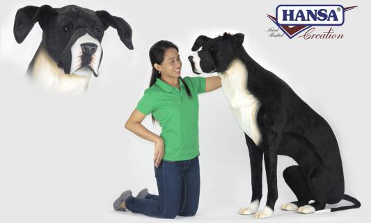Мягкая игрушка собака Hansa Немецкий дог сидящий искусственный мех синтепон черный белый 123 см 6835